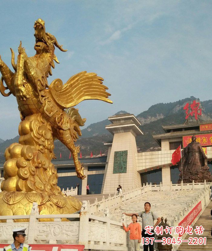 绵阳广场腾飞的麒麟景观铜雕