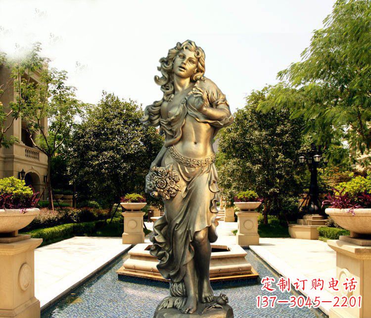 绵阳华丽蓬勃的铜雕女神像