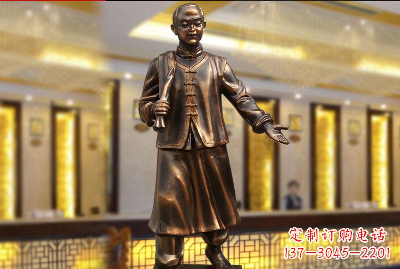 绵阳广场铜雕商场店小二人物雕塑