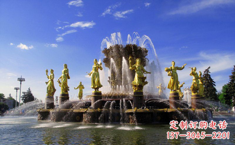 绵阳广场西方人物喷泉景观铜雕