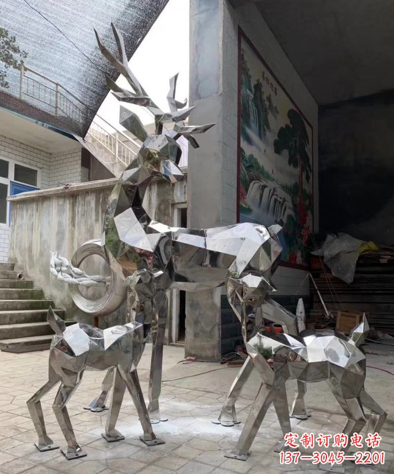 绵阳精致鹿形不锈钢雕塑