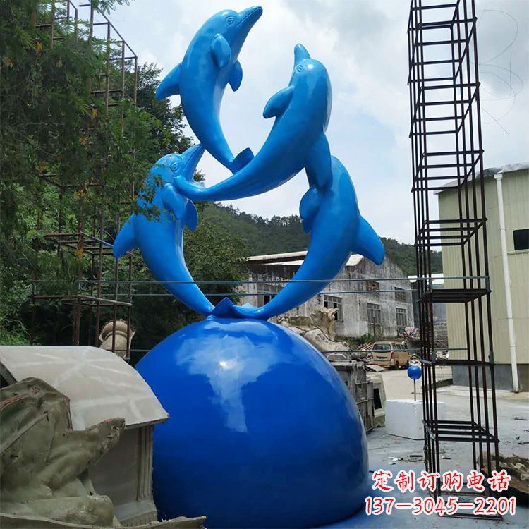 绵阳海豚钢筋玻璃景观雕塑