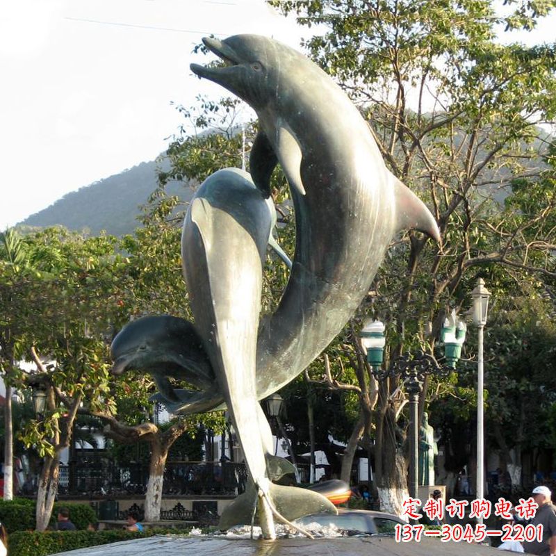 绵阳海豚公园铜雕景观动物雕塑