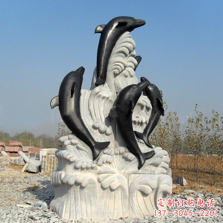 绵阳海豚石雕景观雕塑