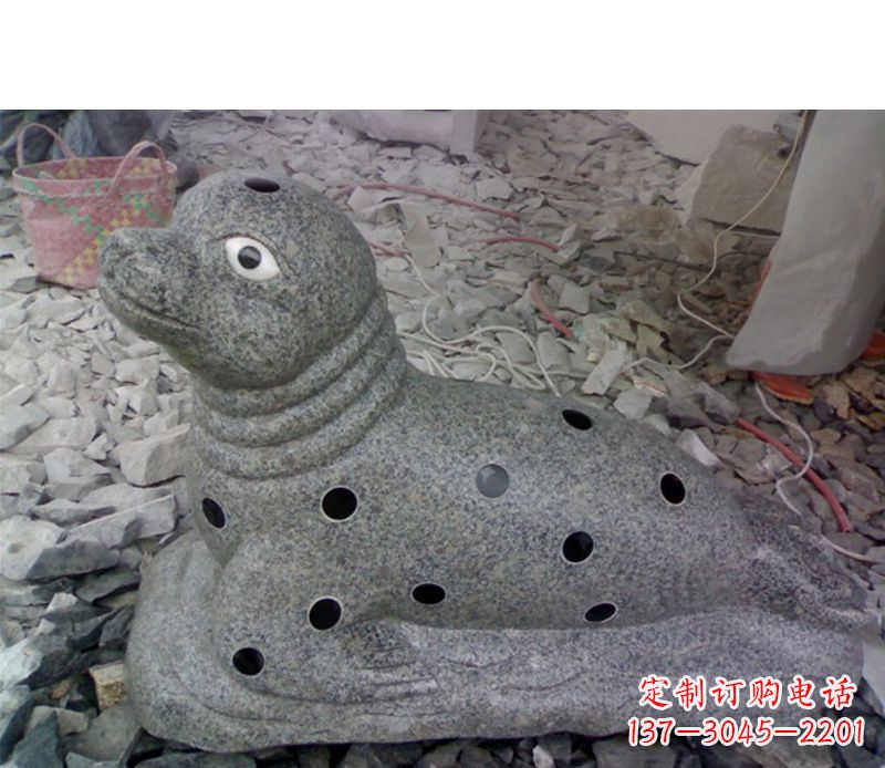 绵阳华丽雕塑,海洋动物小海豹石雕