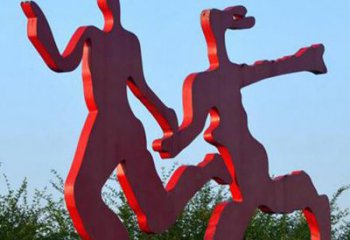 绵阳中领雕塑-多彩情侣跑步雕塑