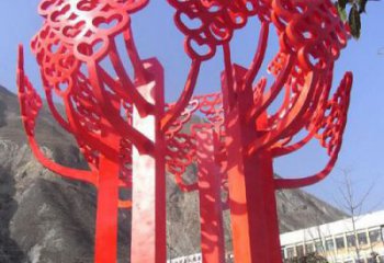 绵阳不锈钢心形树叶大树雕塑，展示爱与生命