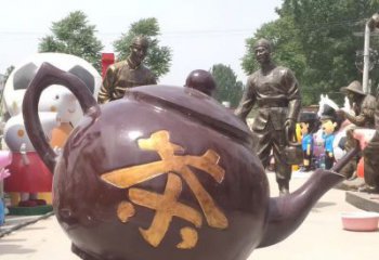 绵阳高质量广场茶壶铜雕塑