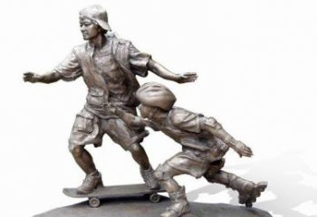 绵阳令人惊叹的广场滑板男孩铜雕塑