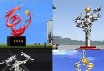 绵阳中领雕塑：传递意义的龙凤呈祥不锈钢雕塑