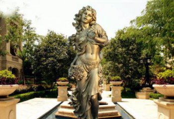 绵阳华丽蓬勃的铜雕女神像