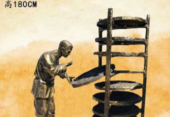绵阳中领雕塑|铜雕晒茶叶老人人物雕塑