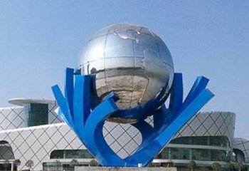 绵阳中领雕塑打造把地球握在手中精致不锈钢抽象雕塑