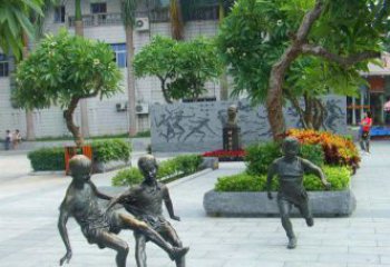 绵阳匠心细作，精致铜雕足球小孩