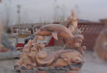 绵阳海豚海浪石雕，精美艺术品