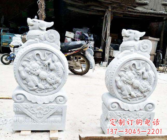 绵阳汉白玉招财门墩雕塑