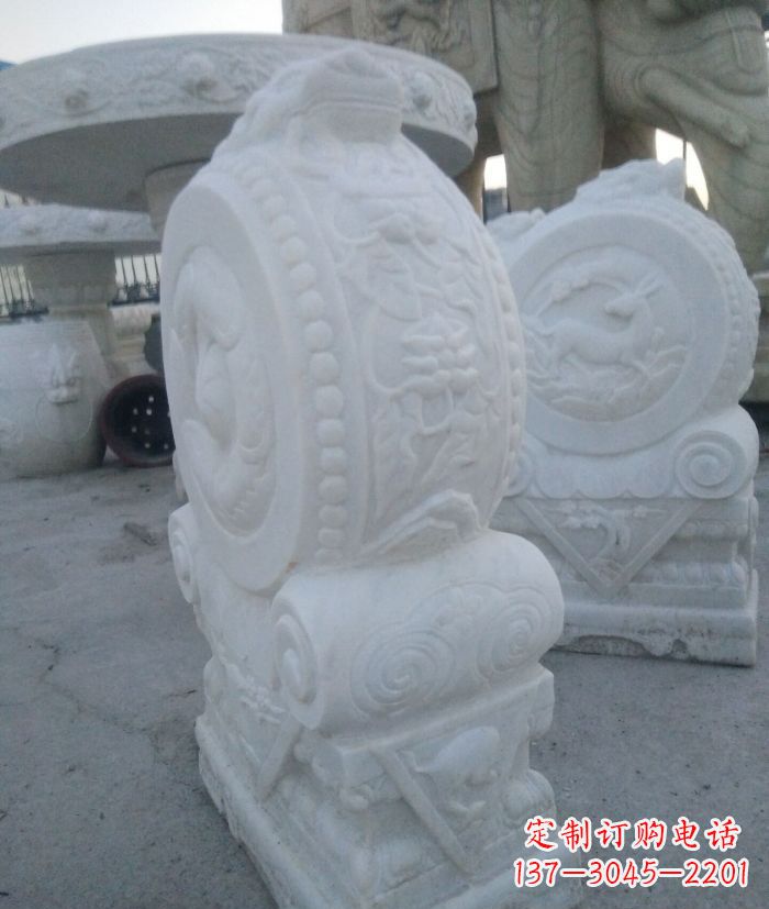 绵阳汉白玉抱鼓石招财石门墩 (3)
