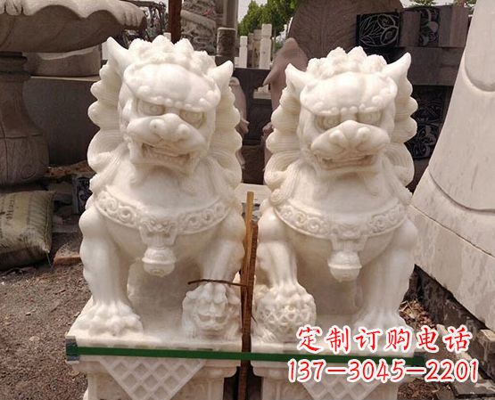 绵阳精美手工汉白玉狮子石雕