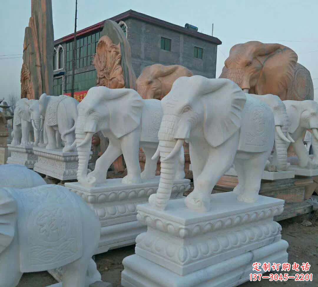 绵阳汉白玉大象雕塑1