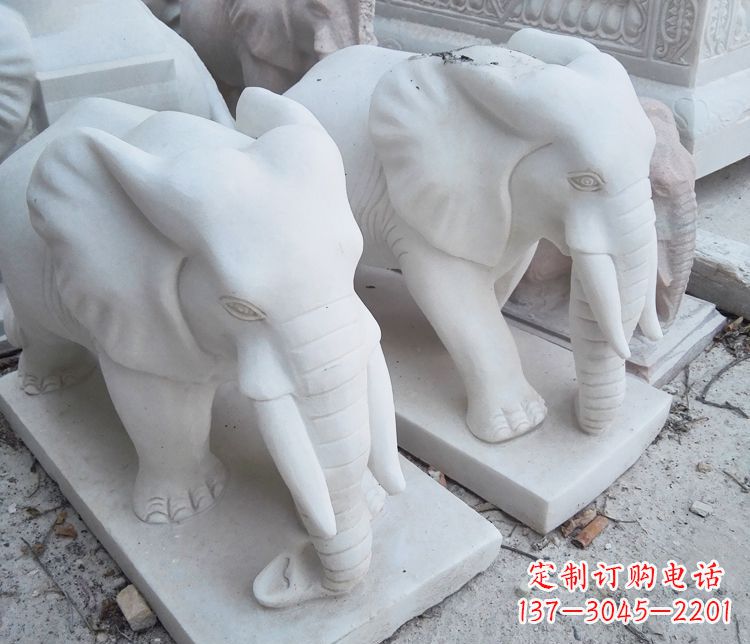绵阳艺术精品-汉白玉动物大象雕塑