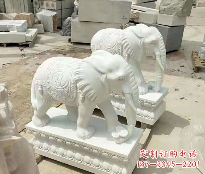 绵阳韵味悠长的汉白玉大象招财动物石雕