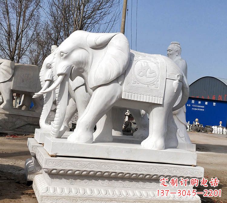 绵阳浪漫汉白玉大象石雕塑