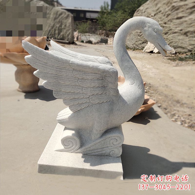 绵阳细腻精美的汉白玉天鹅雕塑