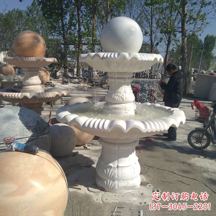 绵阳汉白玉风水球,高端定制雕塑