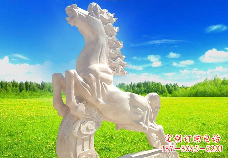 绵阳古典精美的汉白玉奔马石雕