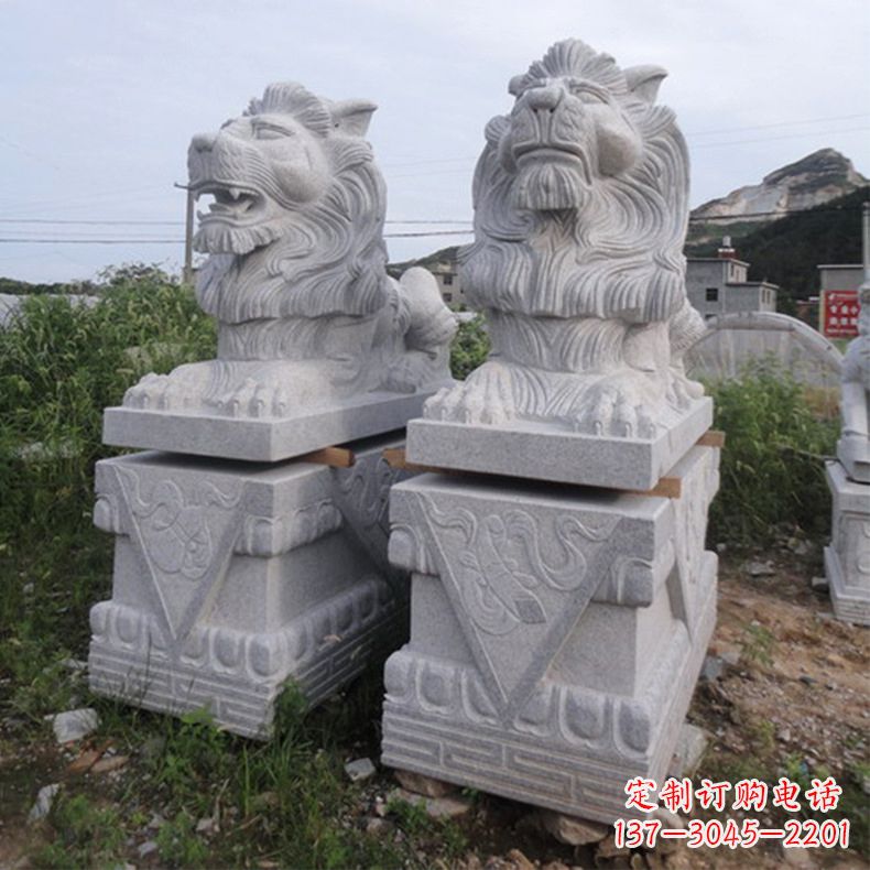 绵阳汉白玉汇丰狮子石雕