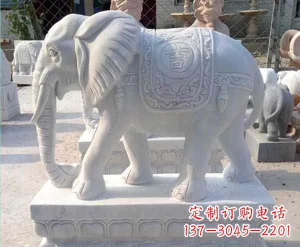 绵阳汉白玉吉祥如意招财镇宅大象石雕_1