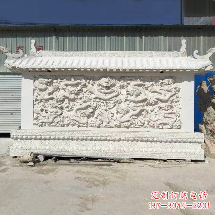 绵阳高雅精致的汉白玉九龙壁石雕塑