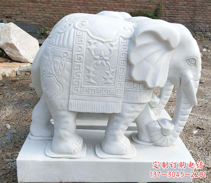 绵阳汉白玉卷鼻大象雕塑