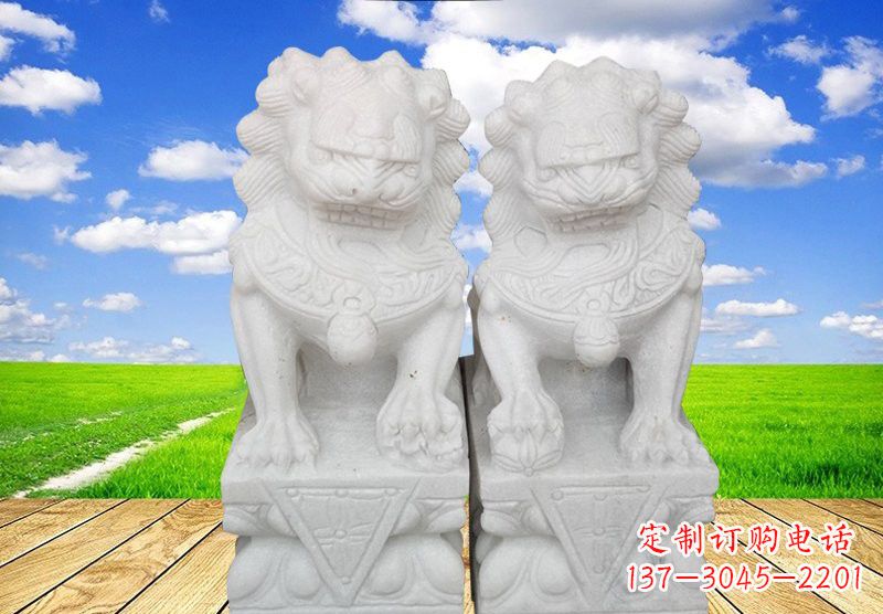 绵阳汉白玉狮子雕塑表达勇士之气