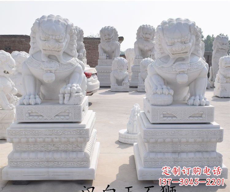 绵阳汉白玉看门狮子雕塑