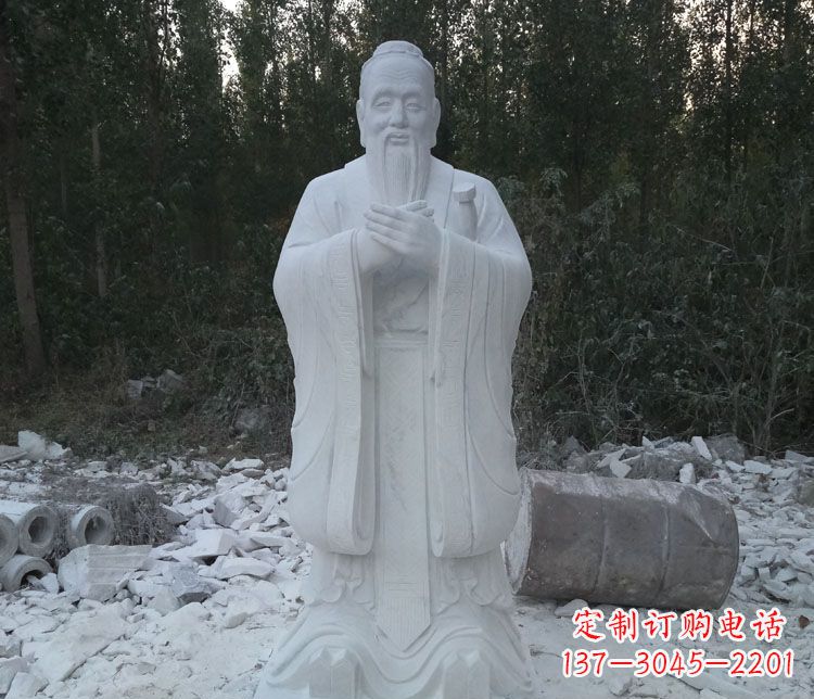 绵阳汉白玉孔子校园古代名人石雕 (3)