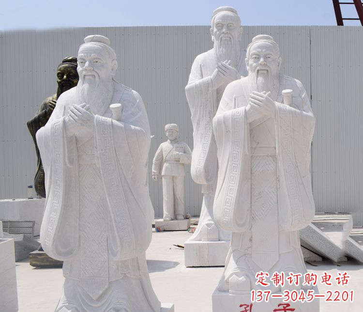 绵阳汉白玉孔子校园古代名人石雕 (2)