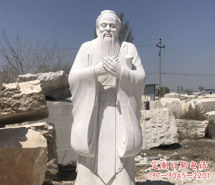 绵阳汉白玉孔子行教像学校古代名人石雕