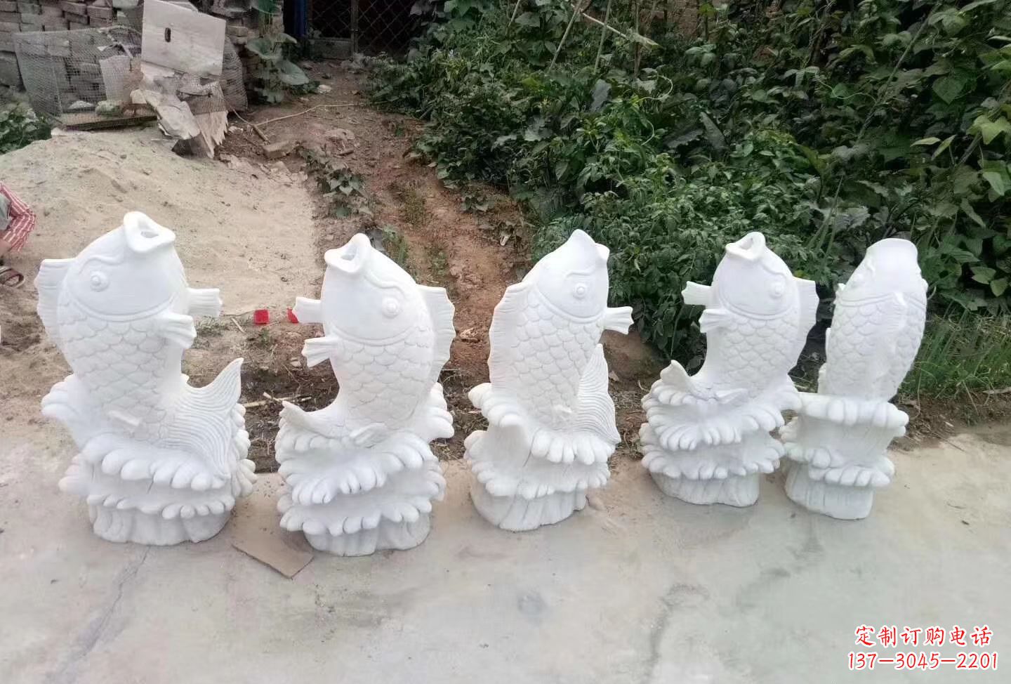 绵阳中领雕塑:高质汉白玉鲤鱼喷泉石雕