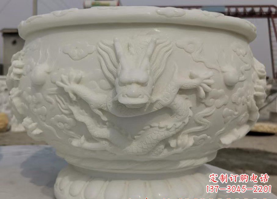 绵阳中领雕塑汉白玉龙鱼缸雕塑,是由专业雕塑定…