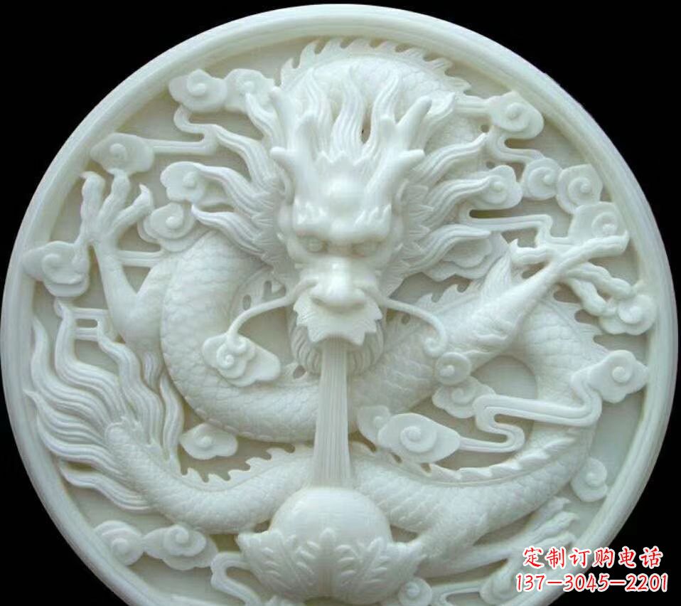 绵阳汉白玉龙头雕塑户外摆件