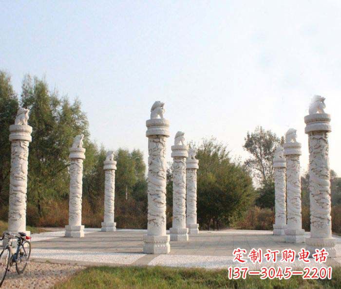绵阳汉白玉龙柱广场文化柱石雕