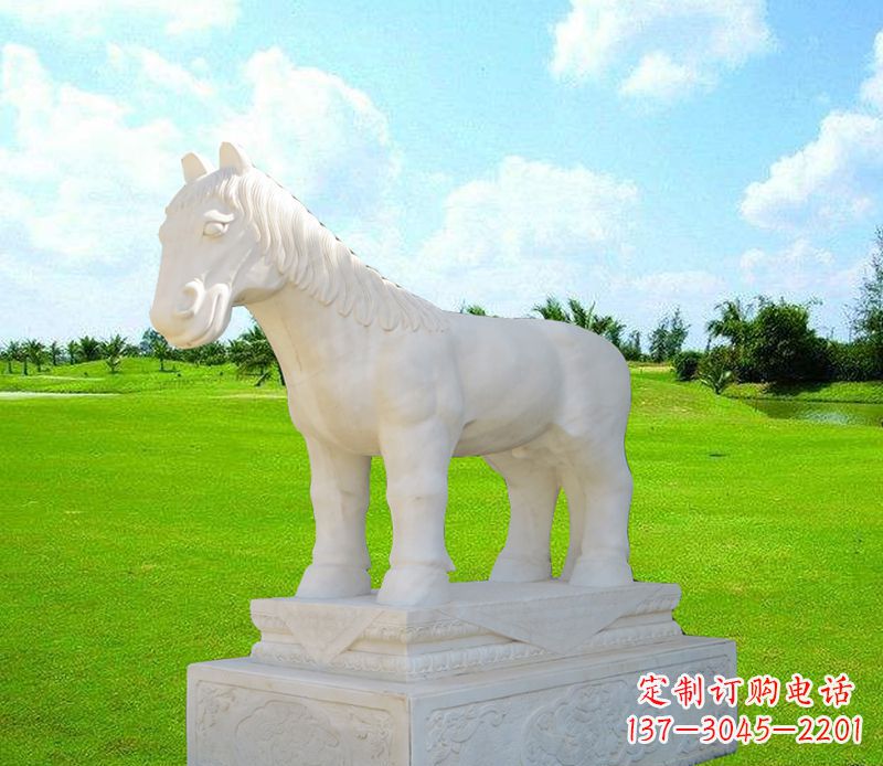 绵阳汉白玉马石精美动物雕塑