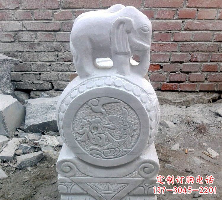 绵阳汉白玉门口大象抱鼓石