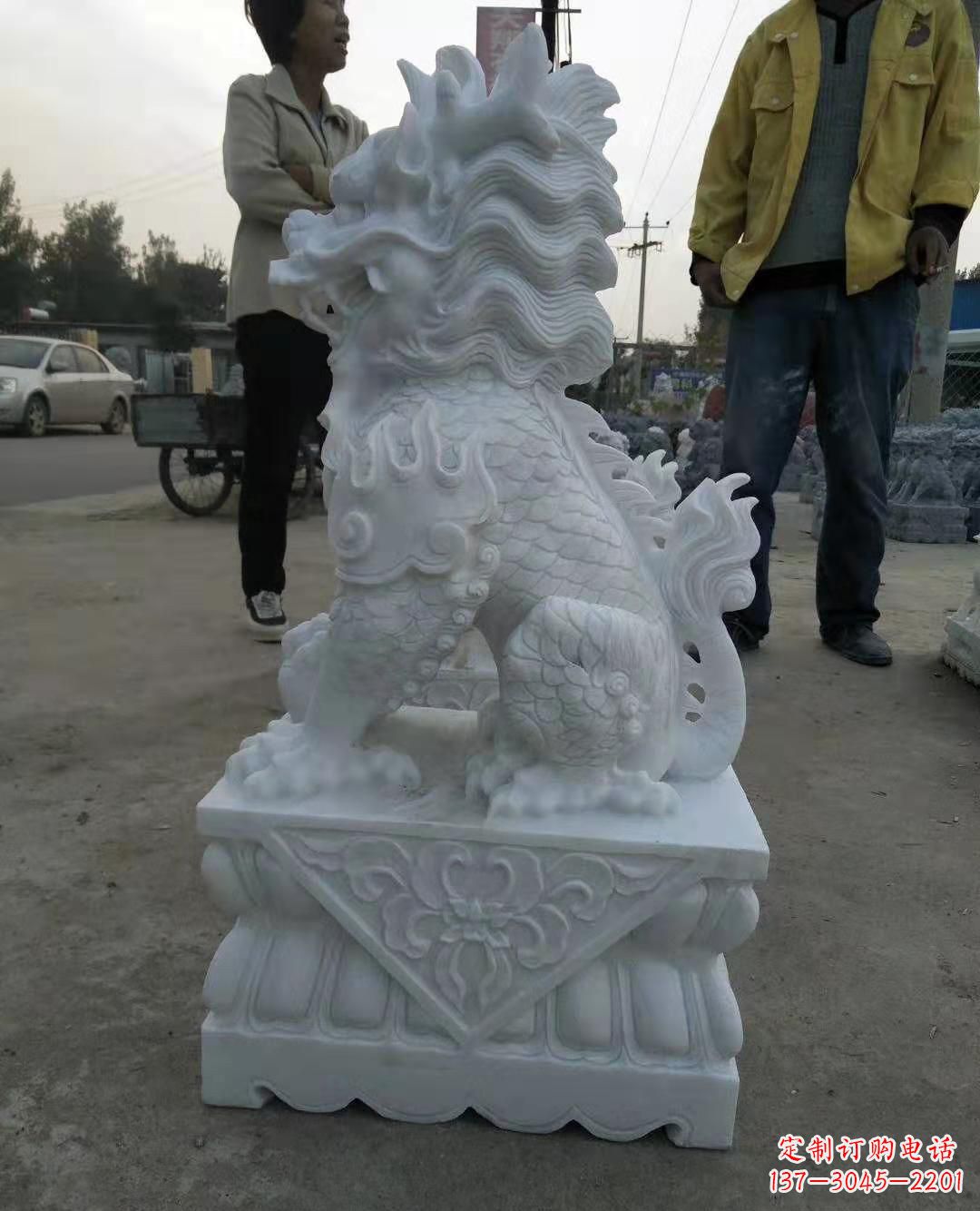 绵阳精致绝伦的汉白玉门口古代神兽镇宅麒麟雕塑