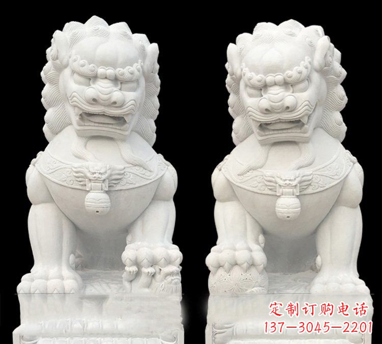 绵阳玉质狮子门口雕塑是由中领雕塑定制制作的,…
