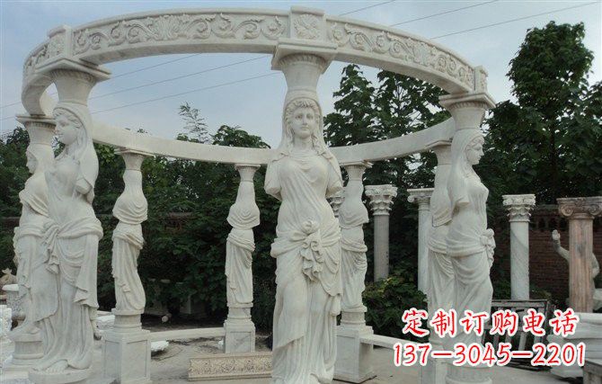 绵阳汉白玉欧式凉亭雕塑,尽享悠然凉意
