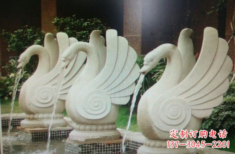 绵阳天鹅之美,汉白玉喷水天鹅石雕