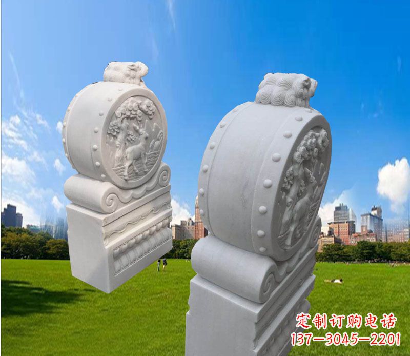 绵阳汉白玉辟邪门墩雕塑
