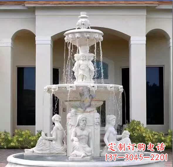 绵阳汉白玉精美完美的喷泉雕塑